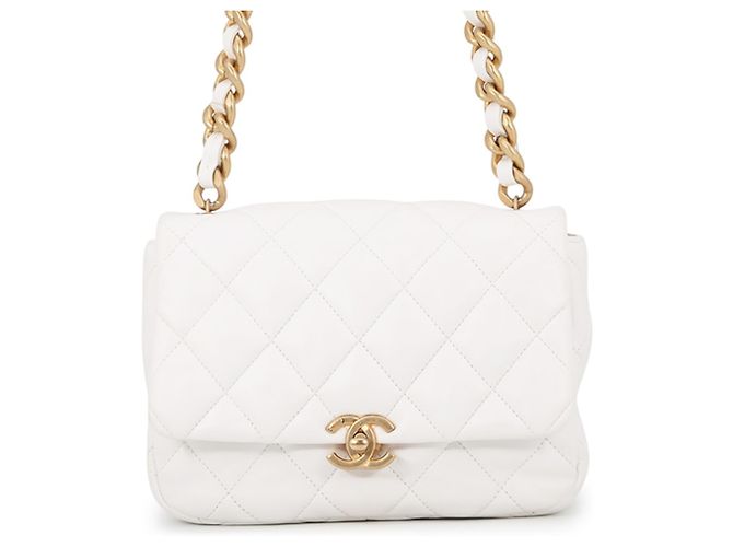 Borsa a tracolla con catena bianca Chanel Bianco