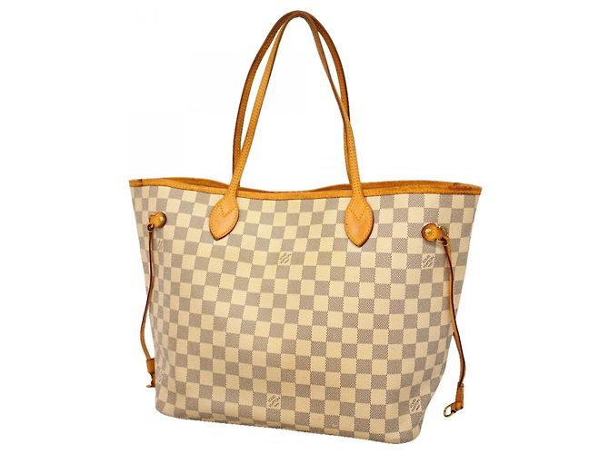 Louis Vuitton Damier Azur Neverfull MM Tote Bag Weiß