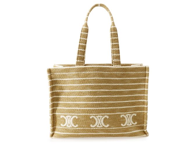 Triomphe Céline Celine Ivory Canvas Tote Bag Cream