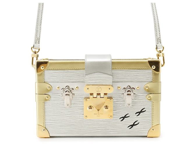 Petite Malle Louis Vuitton Epi Metallic Schultertasche Silber Golden