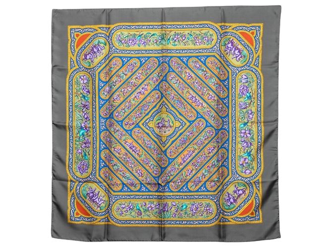 Hermès Sciarpa Hermes Carre 90 QALAMDAN Marrone Multicolore 