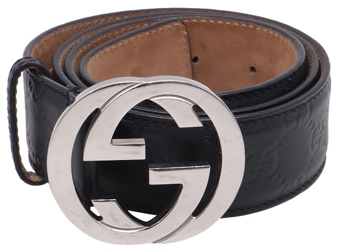 Cinto Gucci Guccissima com fivela Interlocking G em couro preto