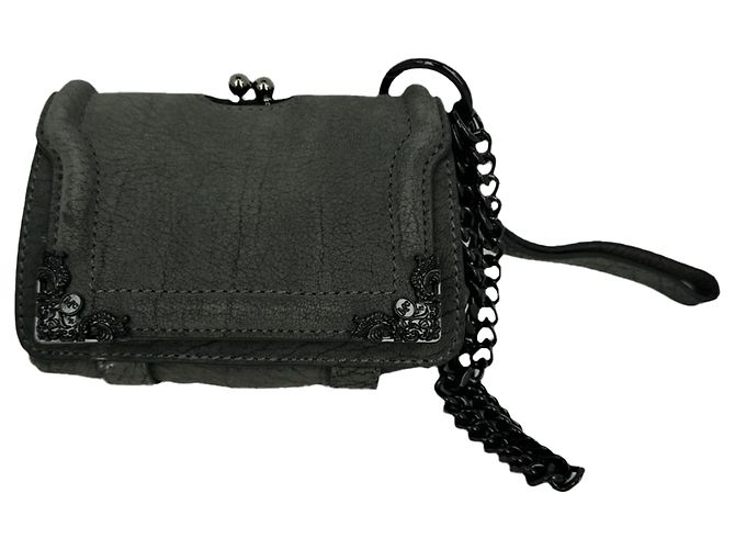 Alexander Mcqueen Chain Flap Shoulder Bag in Grey Leather