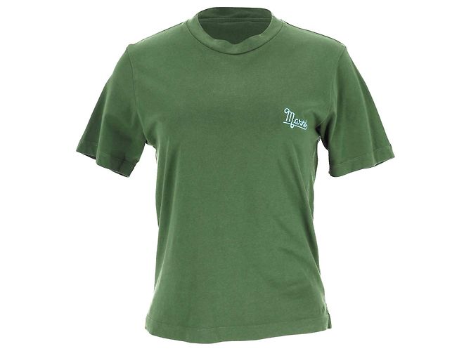 T-shirt Marni con logo in cotone verde