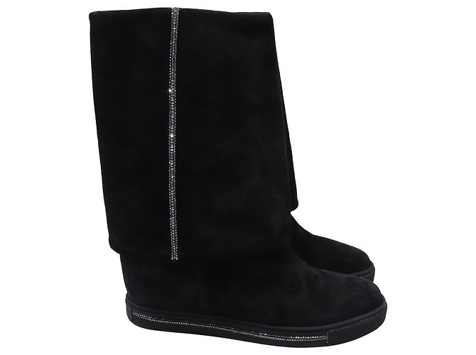 Rene Caovilla  René Caovilla Wedge Ankle Boots in Black Suede