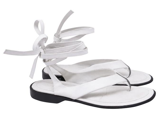 Sandali piatti con lacci Tod's in pelle bianca Bianco Crudo