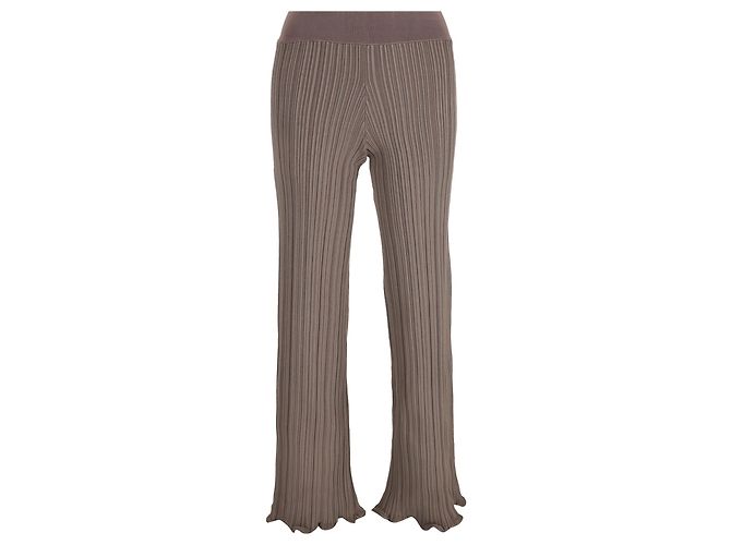 Acne Studios gerippte gerade Hose aus brauner Viskose Rot