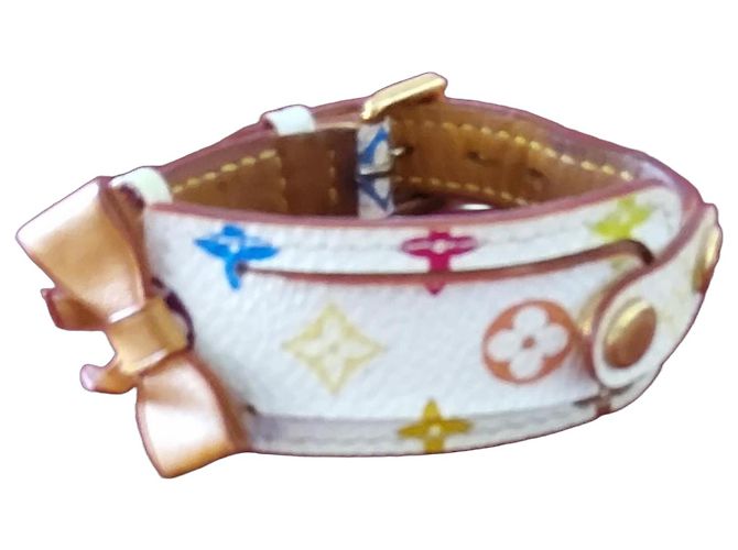 Bracciale Louis Vuitton Monogram Multicolore Murakami Pelle Bianca Bianco D'oro