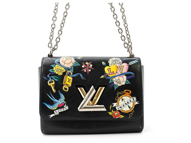 Bolsa de ombro com corrente Louis Vuitton Epi Twist MM Preto