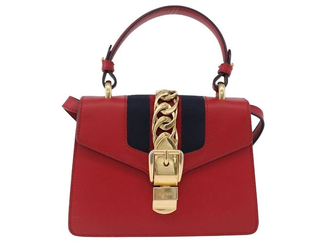 Cinto Gucci Sylvie de couro Vermelho