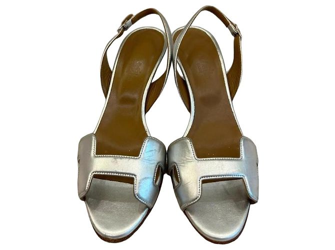 Sandali Hermès Night in pelle argento