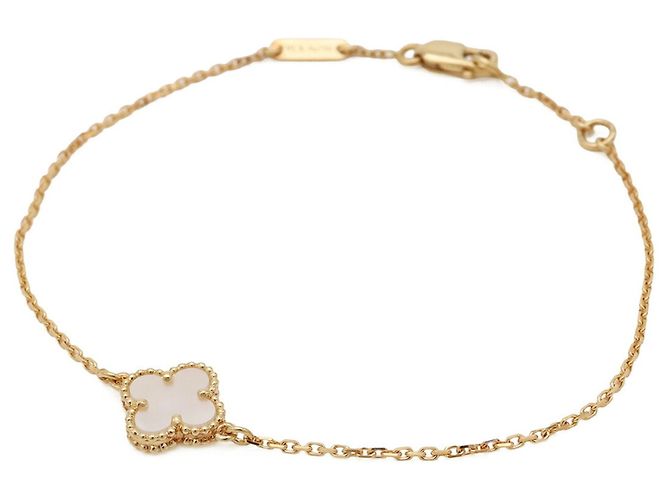 Pulseira charm Sweet Alhambra de Van Cleef & Arpels Branco Dourado 