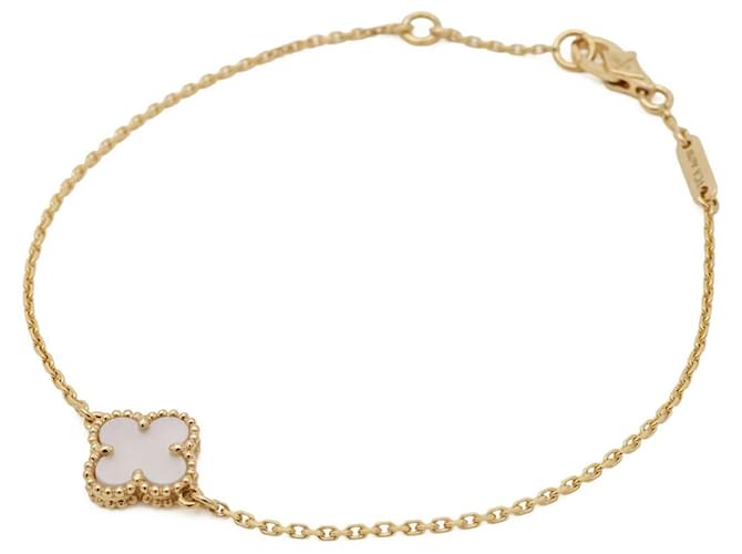 Van Cleef & Arpels Sweet Alhambra Charm Bracelet White Golden 