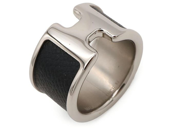 Ring Anillo tipo banda Hermès Olympe GM Negro Plata
