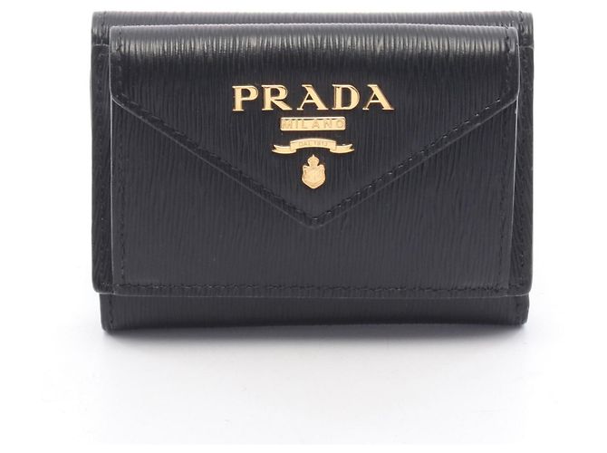 Prada VITELLO MOVE Compact Wallet Black