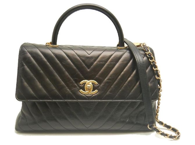 Borsa Chanel Coco Handle Large V-Stitch Nero