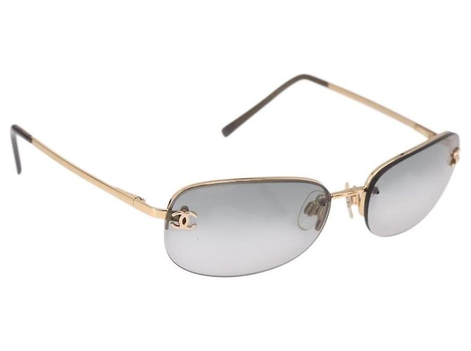 CHANEL Sonnenbrille Rimless CC Metall Grau CC Auth am12112M Braun