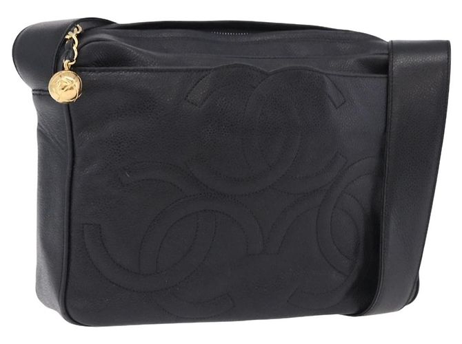 Borsa a tracolla CHANEL Trip Luco co in pelle nera e oro CC Auth ka5247 Nero D'oro