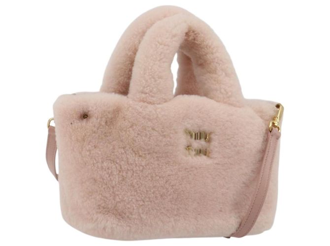 Bolso Miu Miu de Piel 2 formas Rosa Tono Oro Auth 191761SM