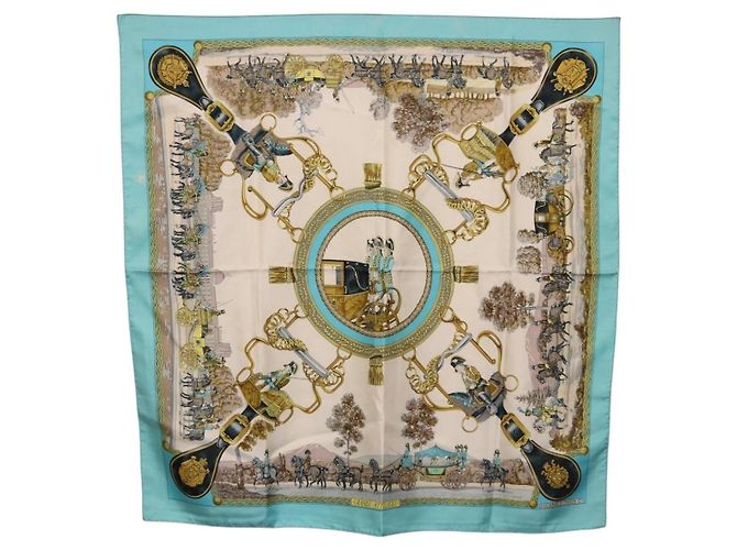 Hermès HERMES Carre 90 Seidentuch Hellblau Authentisch 191431