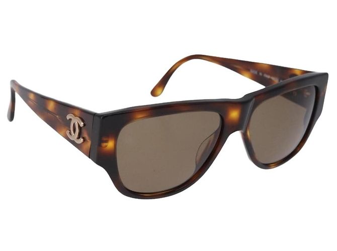 CHANEL Sunglasses plastic Brown CC Auth BA14488M