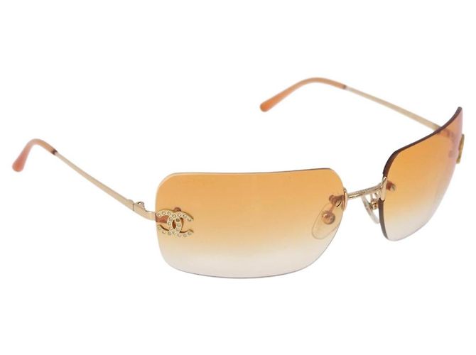 CHANEL Sonnenbrille Metall Gold CC Auth BA14352M Golden