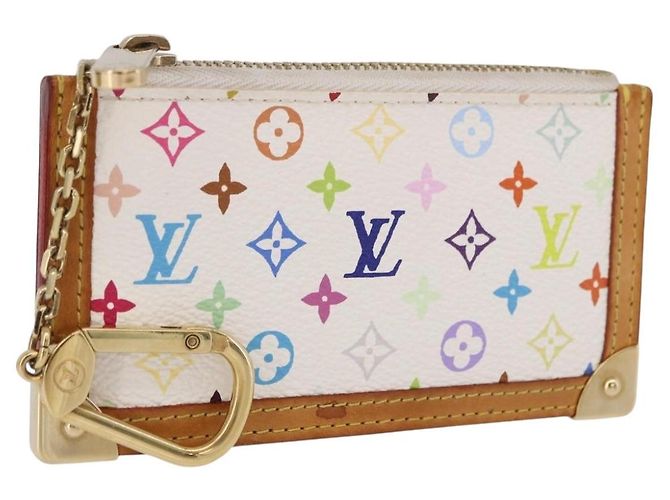 LOUIS VUITTON Monogram Multicolor Pochette Cles Purse White M92655 Auth BA14331V