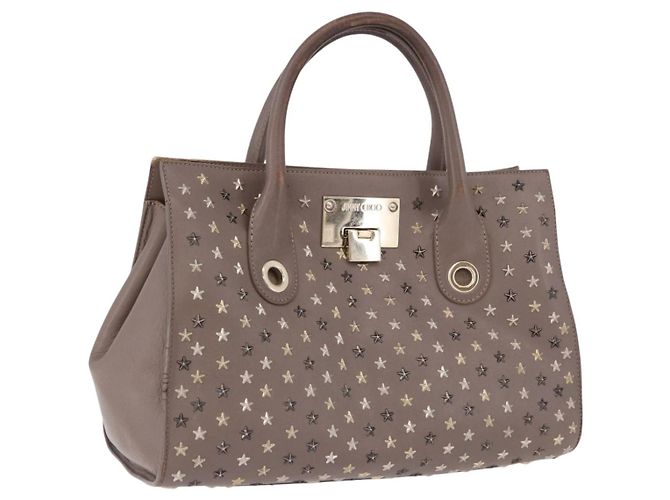 Borsa Jimmy Choo Riley Small Star Studs in pelle grigia e oro Auth bs36088 Marrone D'oro