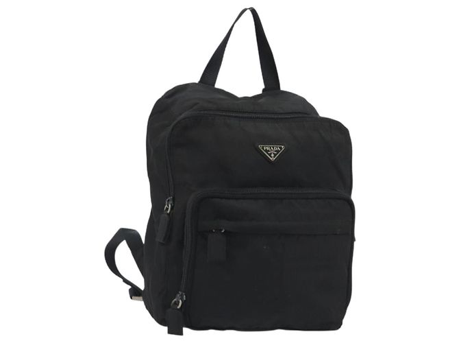 PRADA Backpack Nylon Black Silver Auth ar13994 Silvery
