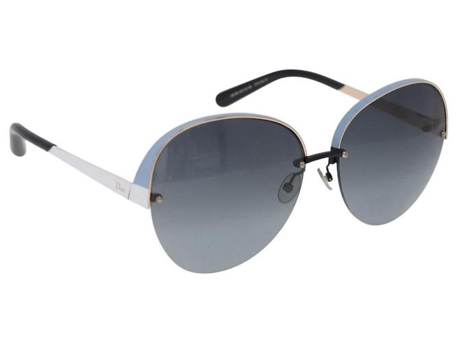 Occhiali da sole Christian Dior metallo Light Blue Black Auth BA14499A Nero Blu chiaro