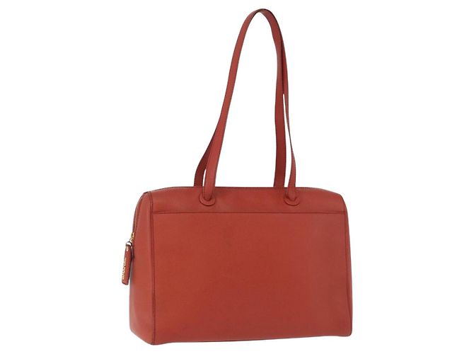 Bolsa Tote CHANEL de couro laranja com detalhes em dourado CC Auth 192841