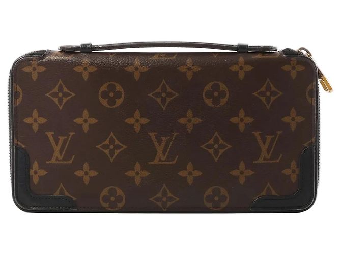 Louis Vuitton Macassar Daily Organizer Monogram Wallet Brown x Black M60679