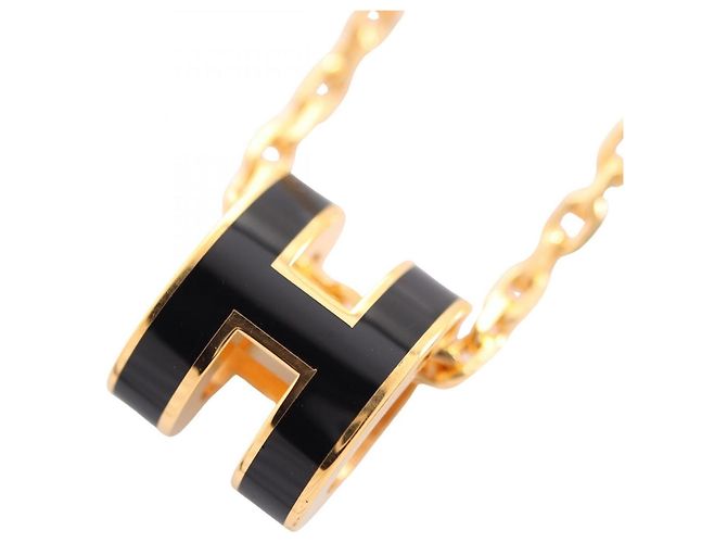 Hermès Collar Hermes Mini Pop H Negro Dorado