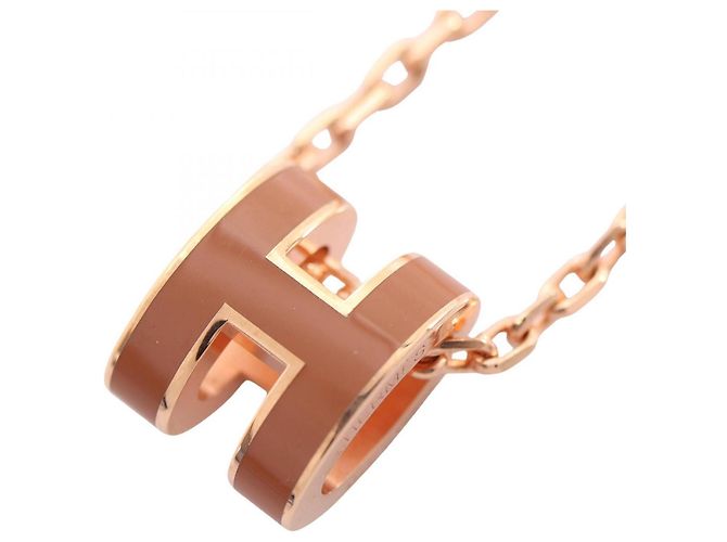 Hermès Collar Hermes Mini Pop H Rosa Dorado