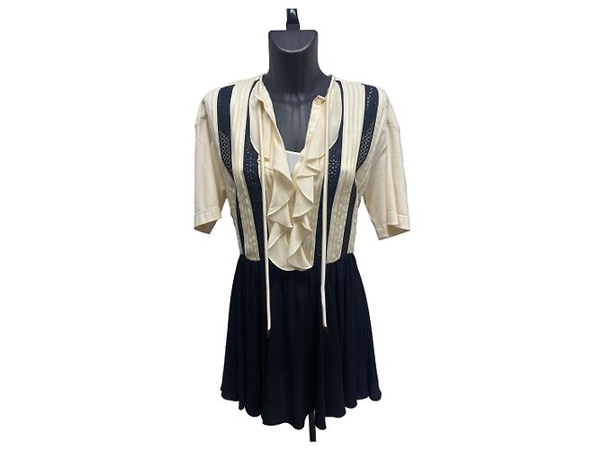 Louis Vuitton Silk-Blend Ruffled Contrast Dress - by Marc Jacobs SS12