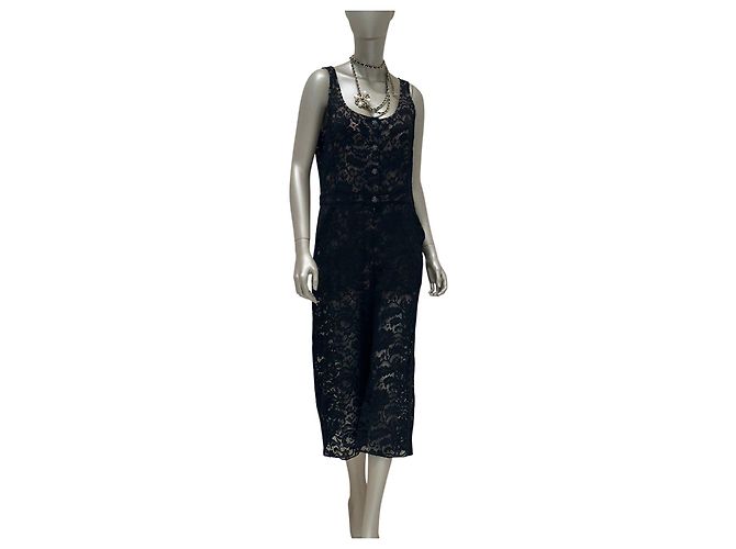 Timeless Tuta da sera in pizzo nero Chanel - Taglia 44 Usato