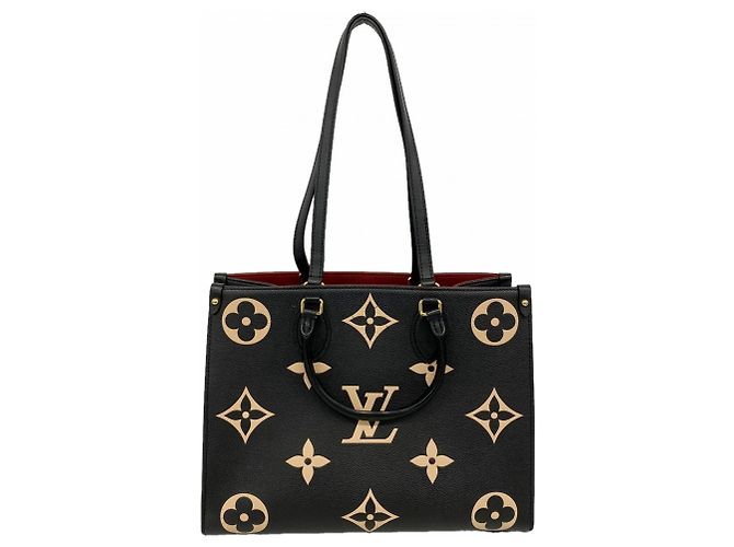 Louis Vuitton Monogram Empreinte Bicolor OnTheGo MM Tote Bag Black Beige