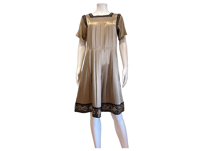 Vestido de seda com adornos Etro Bege