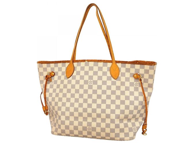Borsa Tote Louis Vuitton Damier Azur Neverfull MM Bianco