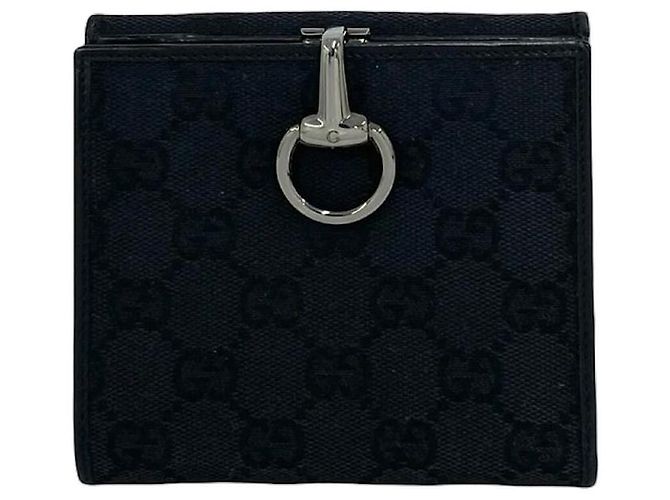 Gucci Bi-Fold Wallet in Black Canvas and Leather