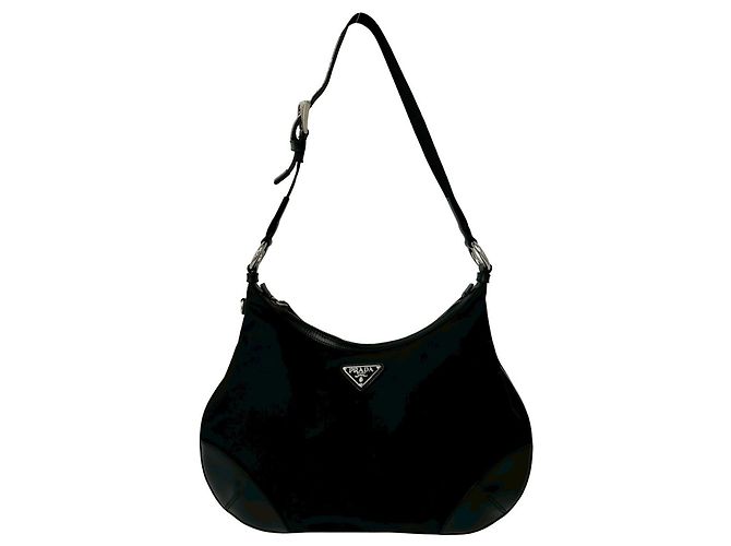Tote a spalla in nylon e pelle Prada Nero