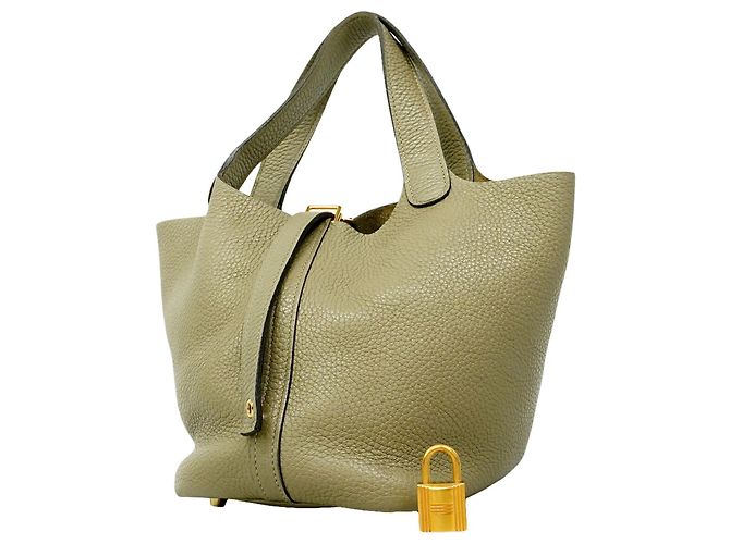 Hermès Bolsa Hermes Picotin Lock PM em couro Taurillon Clemence cinza Marrom