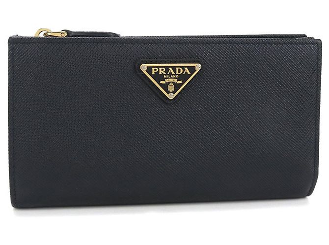 Saffiano Prada Bi-Fold Wallet in Black Calfskin