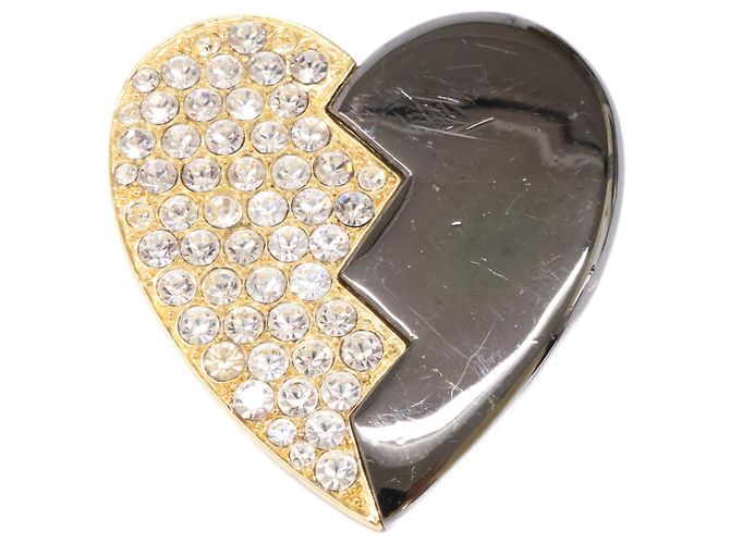 Spilla a Cuore con Strass Yves Saint Laurent D'oro Metallico