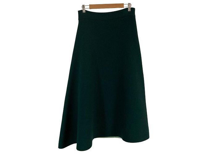 Jil Sander Maxi-Strickrock aus Virgin Wool und Kaschmir Grün