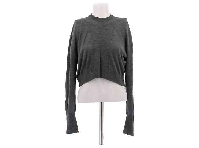 Louis Vuitton Crop-Pullover Grau Viskose M 