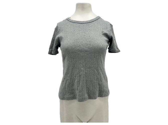 Autre Marque Camiseta de algodón gris