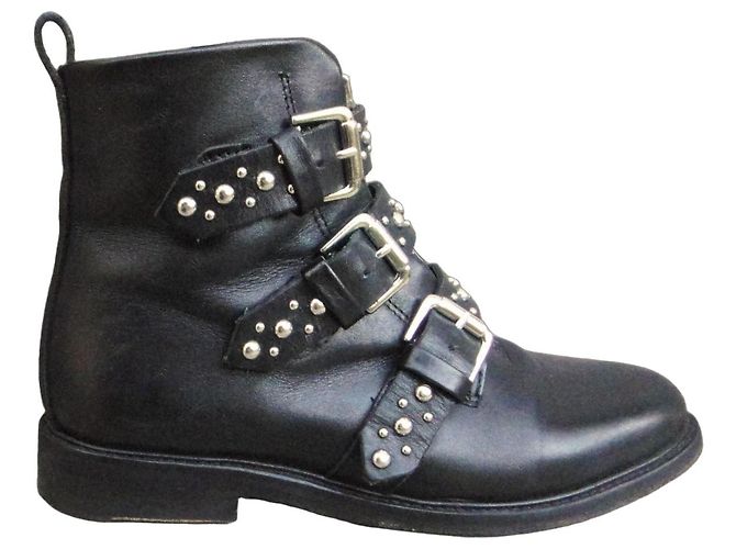 Maje studded black leather ankle boots