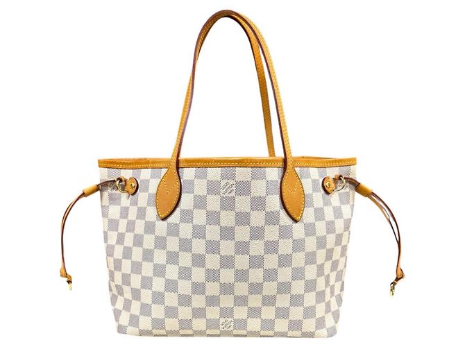 Louis Vuitton Neverfull PM Damier Azur Tote Bag Weiß Blau Mehrfarben