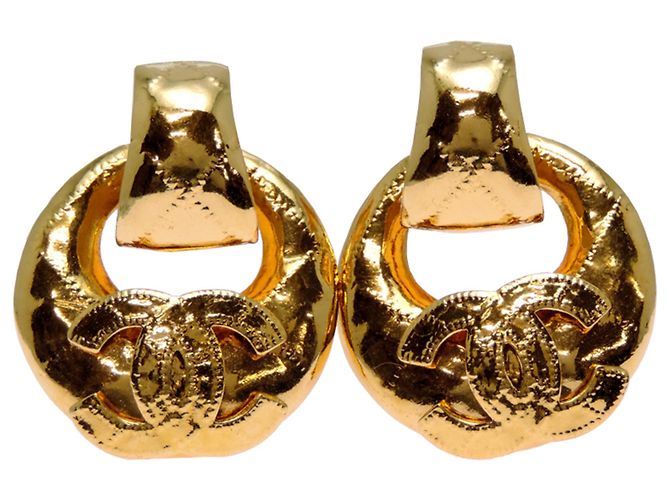 Timeless Pendientes de clip redondos Chanel Coco Mark para mujer